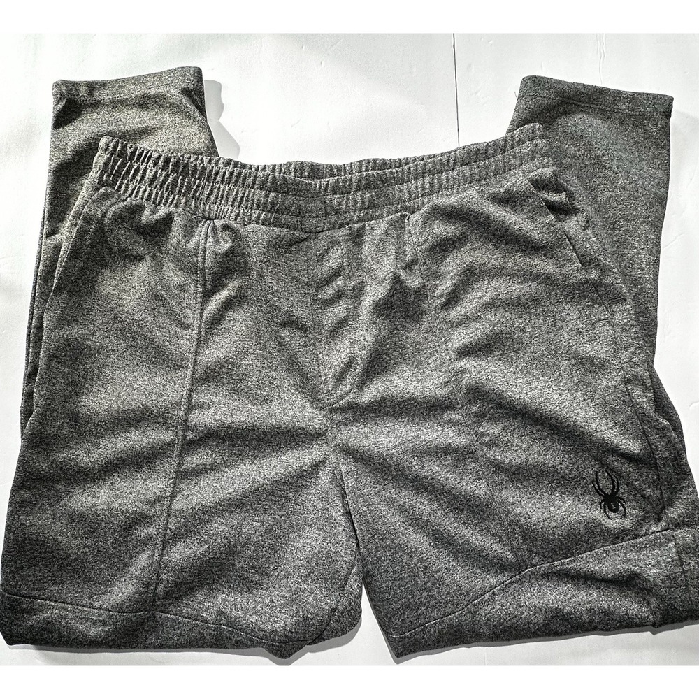 Spyder Active Men's L Gray Knit Jogger Pants Drawstring Pockets Tapered Leg